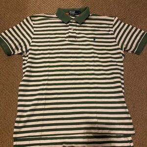 Ralph Lauren Green and White Polo Shirt